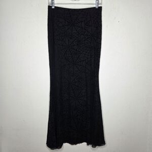 Cosmic Aura Black Velvet Burnout Spiderweb Maxi Mermaid Skirt Goth Whimsigoth M